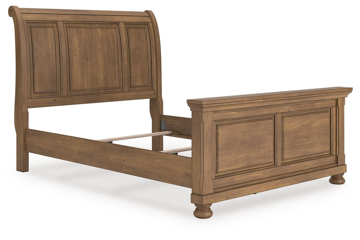 Feddinger - Sleigh Bed - Select Living Furniture - Sleigh Beds - Signature Design by Ashley® - PCB779B16 - Light Brown -California King - Feddinger - Sleigh Bed -