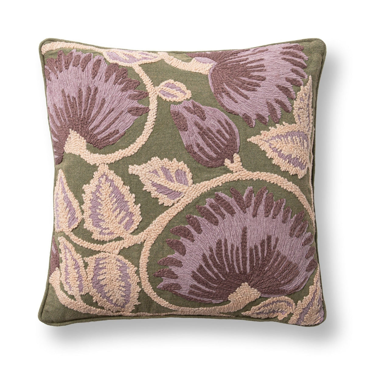 Folly - 22" x 22" Pillow - Olive Green / Multi - Select Living Furniture - Accent Pillows - Villa - V330011 - Folly - 22" x 22" Pillow - Olive Green / Multi -
