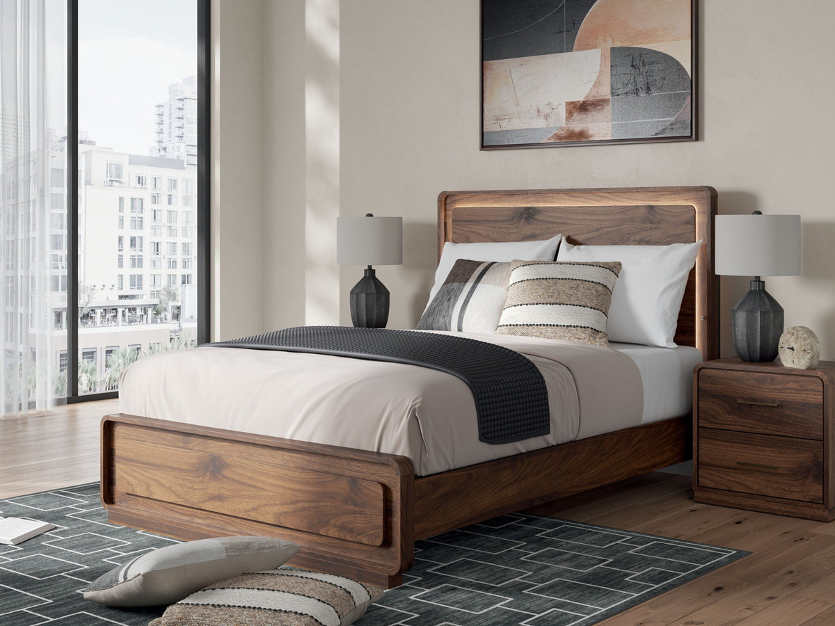 Fortlorn - Panel Bed - Select Living Furniture - Panel Beds - Signature Design by Ashley® - PCB386B2 - Dark Brown -Queen - lifestyle -