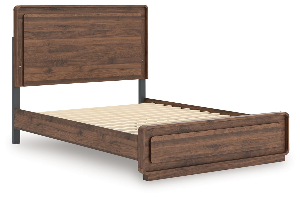 Fortlorn - Panel Bed - Select Living Furniture - Panel Beds - Signature Design by Ashley® - PCB386B2 - Dark Brown -Queen - Fortlorn - Panel Bed -