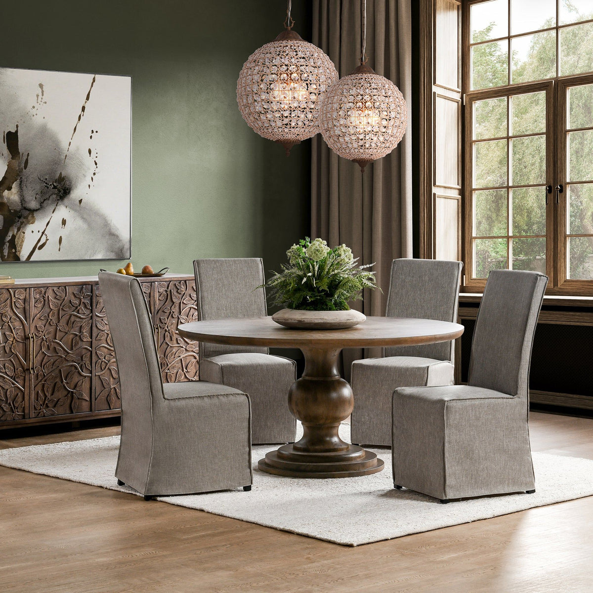 Hera - Round Dining Table - Select Living Furniture - Dining Tables - Classic Home - 51011920 - Pecan Brown -60"W x 60"D x 30"H - Hera - Round Dining Table -