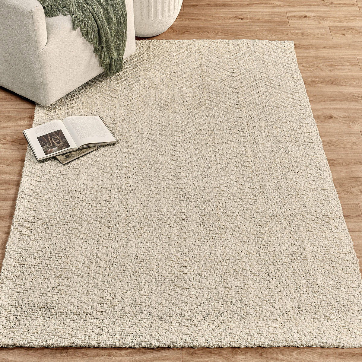 Herringbone - Jute Rug - Select Living Furniture - Area Rugs - Classic Home - 30090005 - Ivory -8' x 10' - Herringbone - Jute Rug -