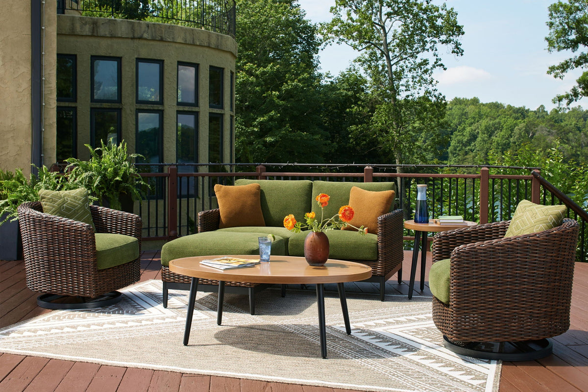 Horizon Hall - Lounge Set - Select Living Furniture - 6 Piece Outdoor Sets - Signature Design by Ashley® - P572/835/821(2)/814/701/706 - Dark Brown -6 Pc. Lounge Set With Loveseat - Horizon Hall - Lounge Set -