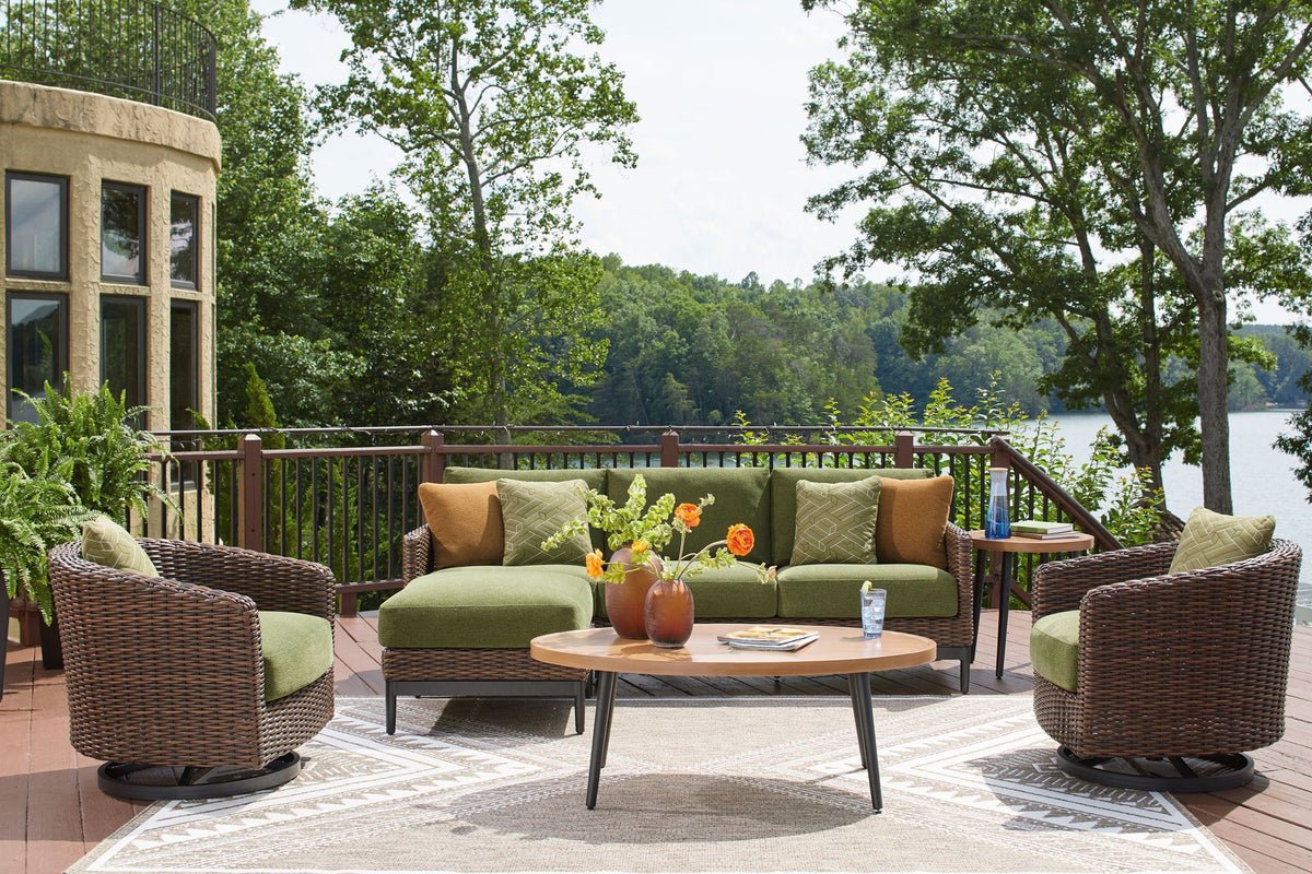 Horizon Hall - Lounge Set - Select Living Furniture - 6 Piece Outdoor Sets - Signature Design by Ashley® - P572/838/821(2)/814/701/706 - Dark Brown -6 Pc. Lounge Set With Sofa - Horizon Hall - Lounge Set -