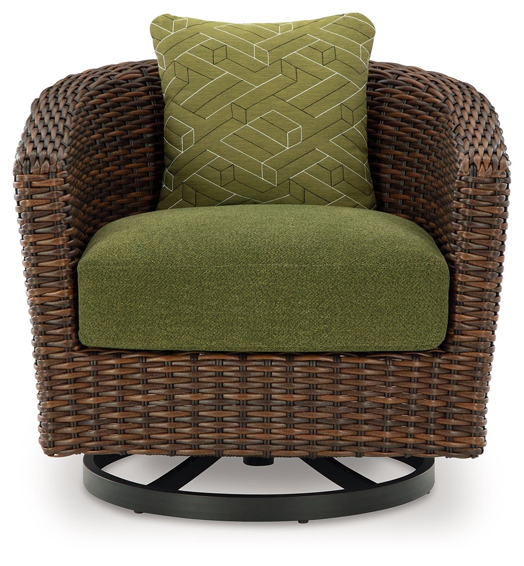 Horizon Hall - Swivel Lounge With Cushion - Brown / Green - Select Living Furniture - Swivel Chairs - Signature Design by Ashley® - P572-821 - Horizon Hall - Swivel Lounge With Cushion - Brown / Green -