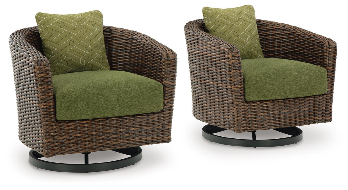 Horizon Hall - Swivel Lounge With Cushion - Brown / Green - Select Living Furniture - Swivel Chairs - Signature Design by Ashley® - P572-821 - Horizon Hall - Swivel Lounge With Cushion - Brown / Green -