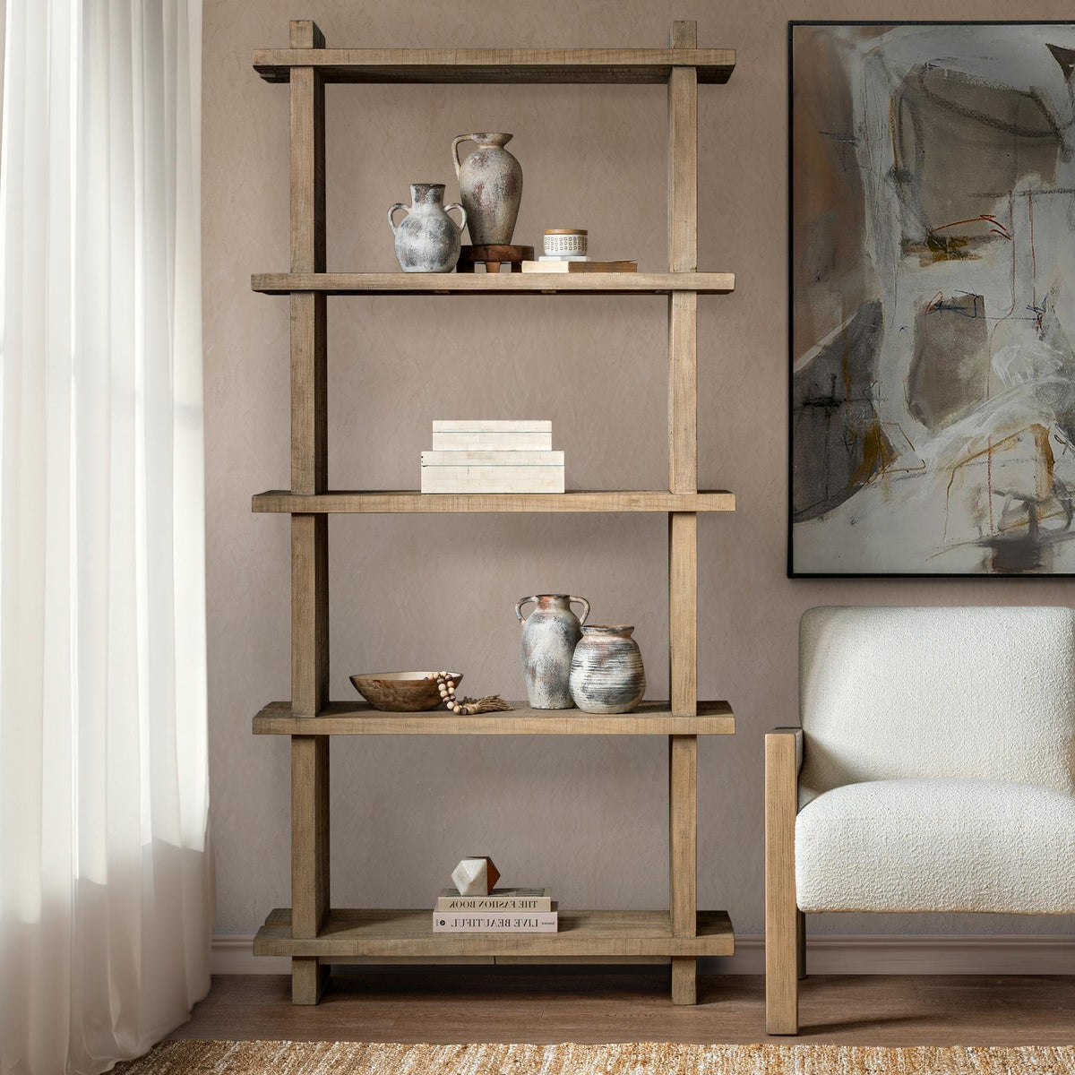 Karlla - Bookshelf - Natural Clay - Select Living Furniture - Etageres - Classic Home - 52004236 - Karlla - Bookshelf - Natural Clay -