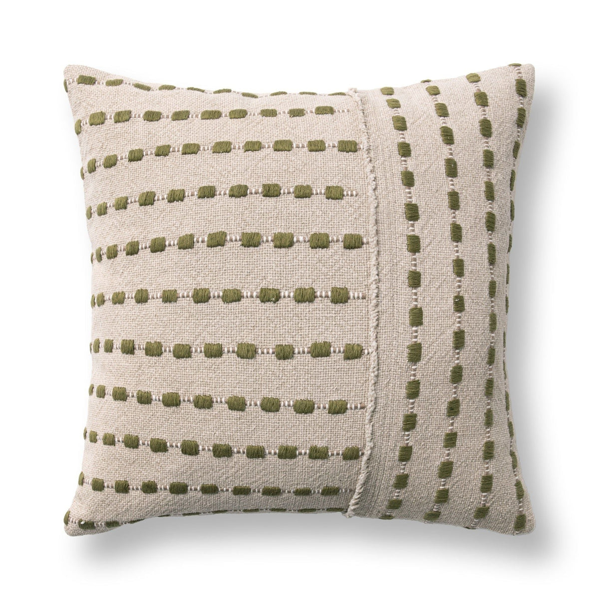 Katia - 20" x 20" Pillow - Natural / Olive Green - Select Living Furniture - Accent Pillows - Villa - V330010 - Katia - 20" x 20" Pillow - Natural / Olive Green -