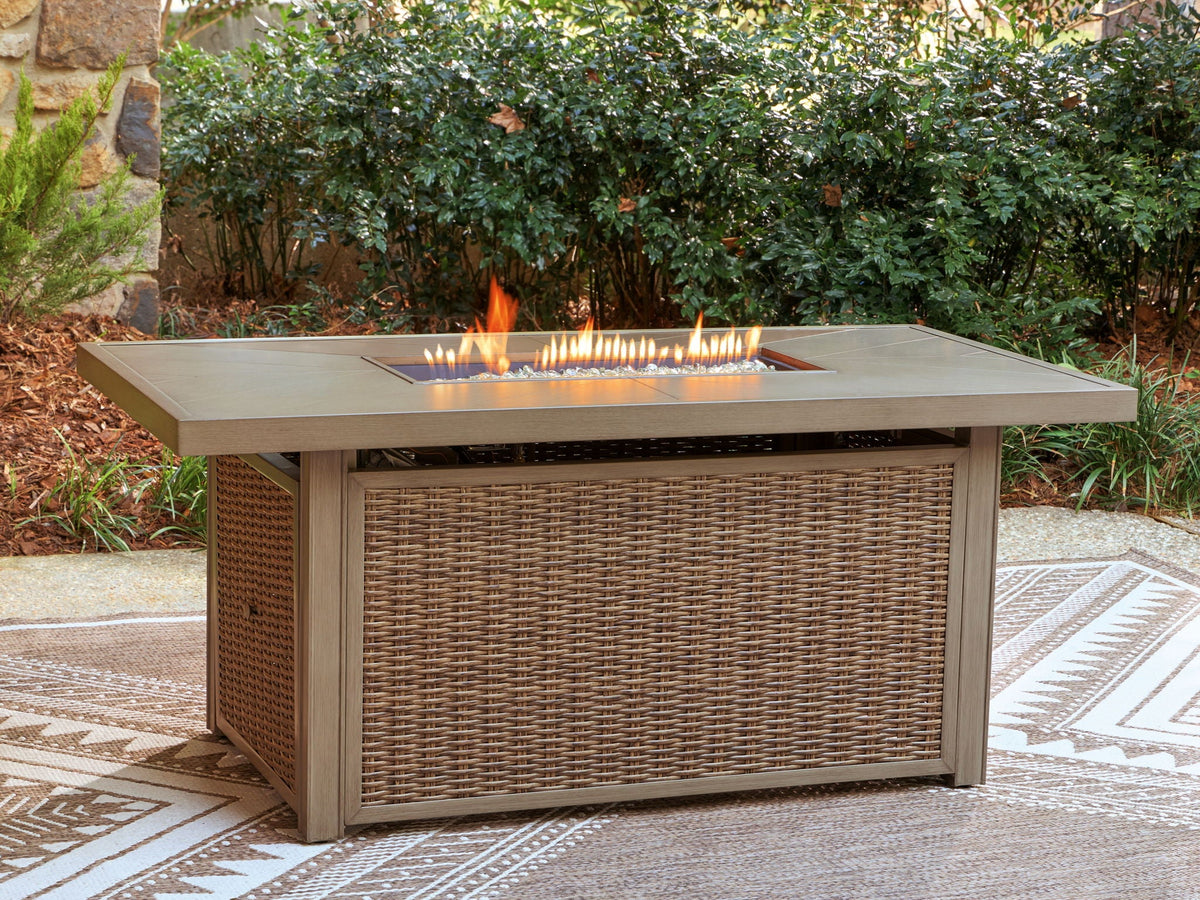 Laguna Heights - Rectangular Fire Pit Table - Beige - Select Living Furniture - Fire Pits - Signature Design by Ashley® - PCP790-773 - Laguna Heights - Rectangular Fire Pit Table - Beige -