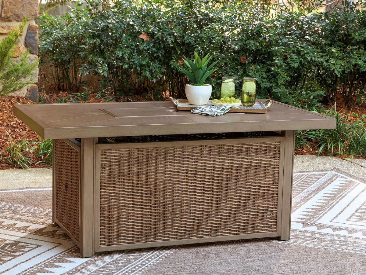 Laguna Heights - Rectangular Fire Pit Table - Beige - Select Living Furniture - Fire Pits - Signature Design by Ashley® - PCP790-773 - Laguna Heights - Rectangular Fire Pit Table - Beige -