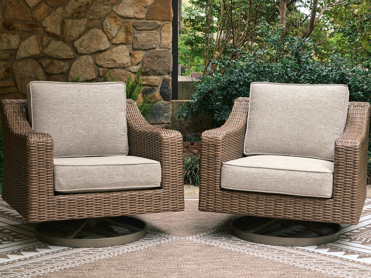 Laguna Heights - Swivel Lounge With Cushion - Beige - Select Living Furniture - Swivel Chairs - Signature Design by Ashley® - PCP790-821 - Laguna Heights - Swivel Lounge With Cushion - Beige -