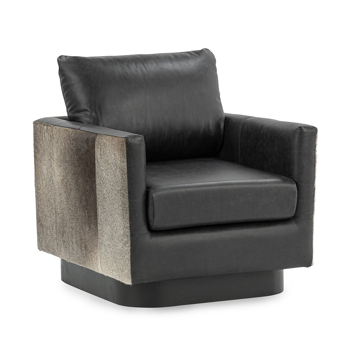 Lathe - Leather/Hide Accent Chair - Select Living Furniture - Arm Chairs - Classic Home - 53002067 - Black - Lathe - Leather/Hide Accent Chair -
