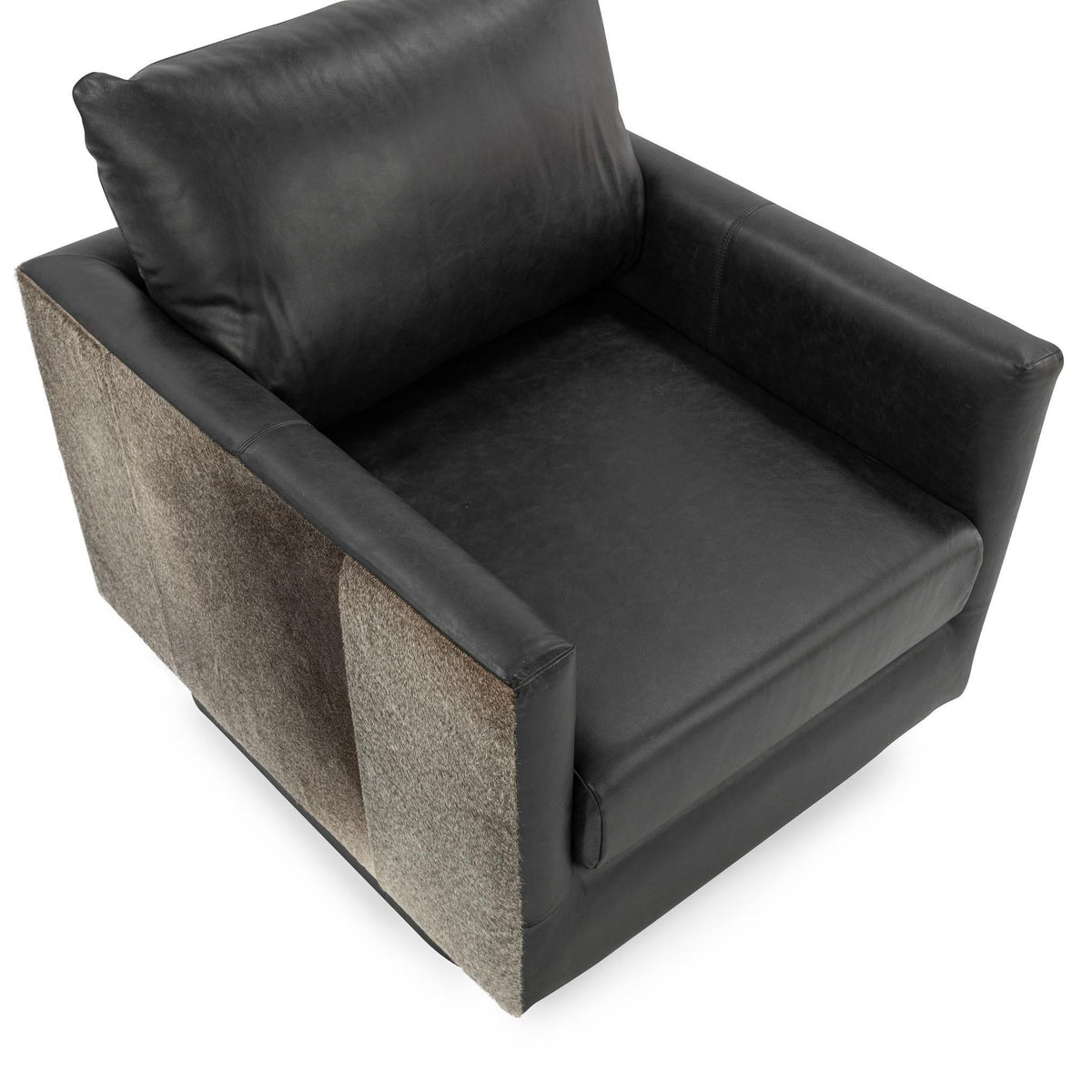 Lathe - Leather/Hide Accent Chair - Select Living Furniture - Arm Chairs - Classic Home - 53002067 - Black - Lathe - Leather/Hide Accent Chair -