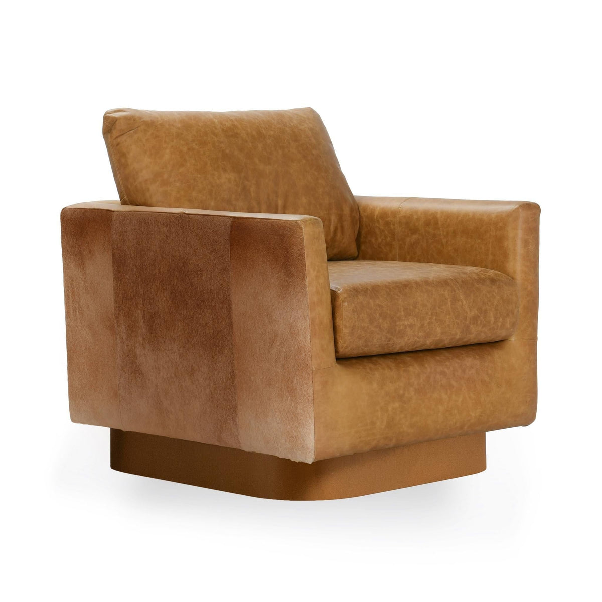 Lathe - Leather/Hide Accent Chair - Select Living Furniture - Arm Chairs - Classic Home - 53002009 - Brown - Lathe - Leather/Hide Accent Chair -
