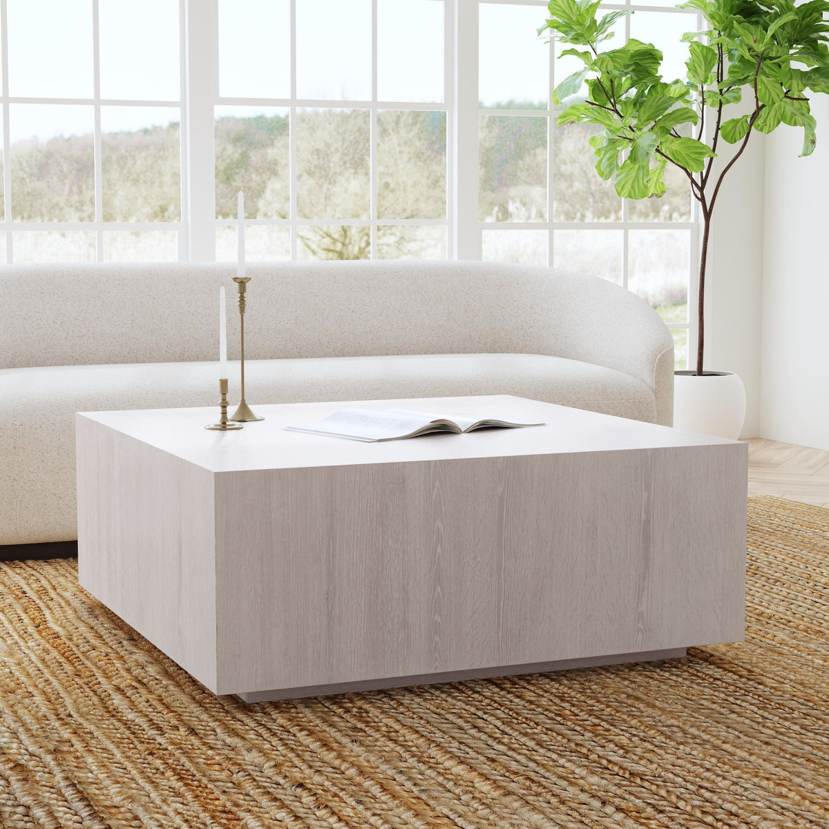 Layne - Square Coffee Table With Casters - Select Living Furniture - Coffee Tables - Classic Home - 51031407 - White Wash - Layne - Square Coffee Table With Casters -