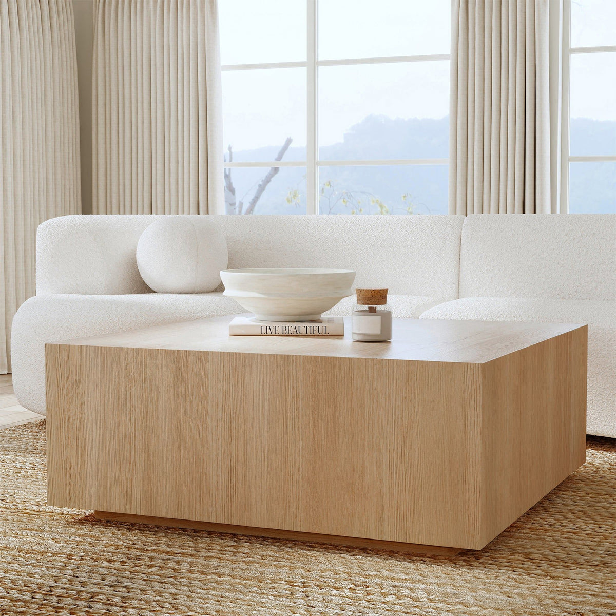 Layne - Square Coffee Table With Casters - Select Living Furniture - Coffee Tables - Classic Home - 51031407 - White Wash - Layne - Square Coffee Table With Casters -