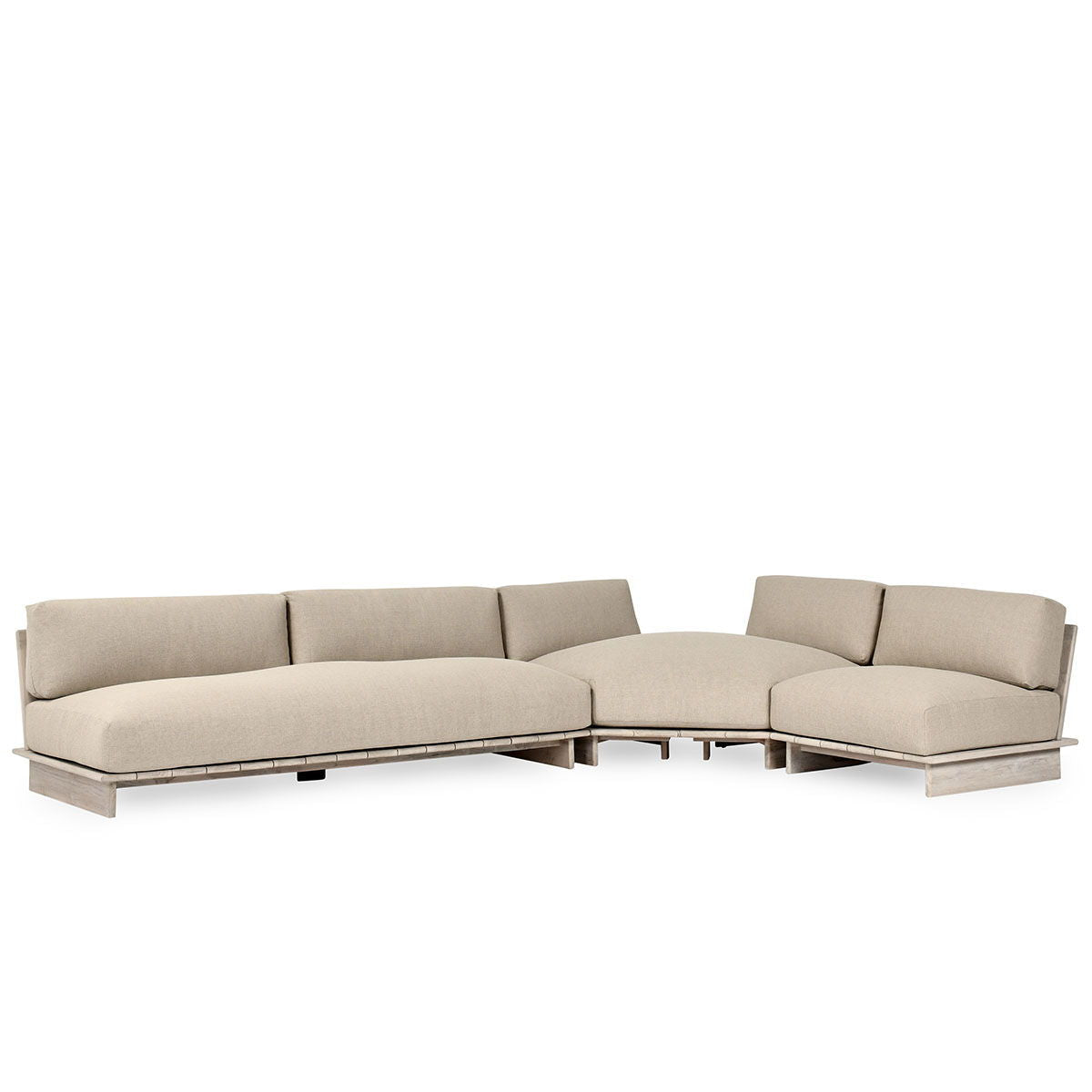 Livia - Teak 3 Piece Outdoor Sectional - Taupe - Select Living Furniture - Stationary Sectionals - Classic Home - 53051647 - Livia - Teak 3 Piece Outdoor Sectional - Taupe -