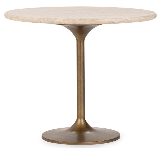 Malani - Travertine Gathering Table - Select Living Furniture - Dining Tables - Classic Home - 51012049 - Gold - Malani - Travertine Gathering Table -