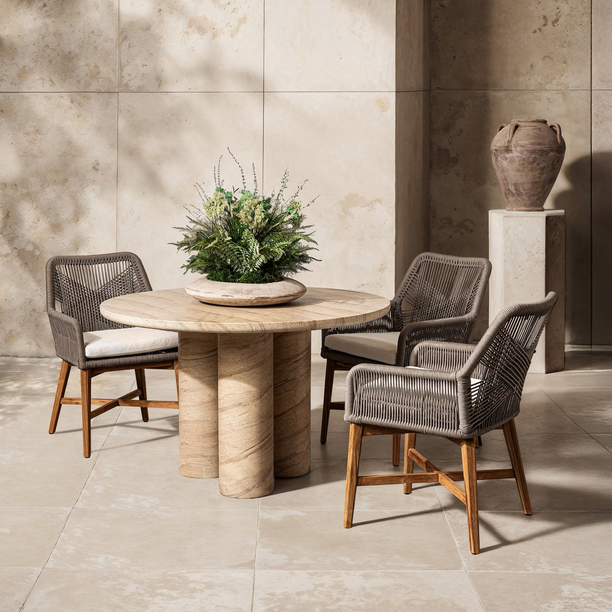 Niva - 47" Outdoor Round Dining Table - Beige - Select Living Furniture - Dining Tables - Classic Home - 51031826 - Niva - 47" Outdoor Round Dining Table - Beige -
