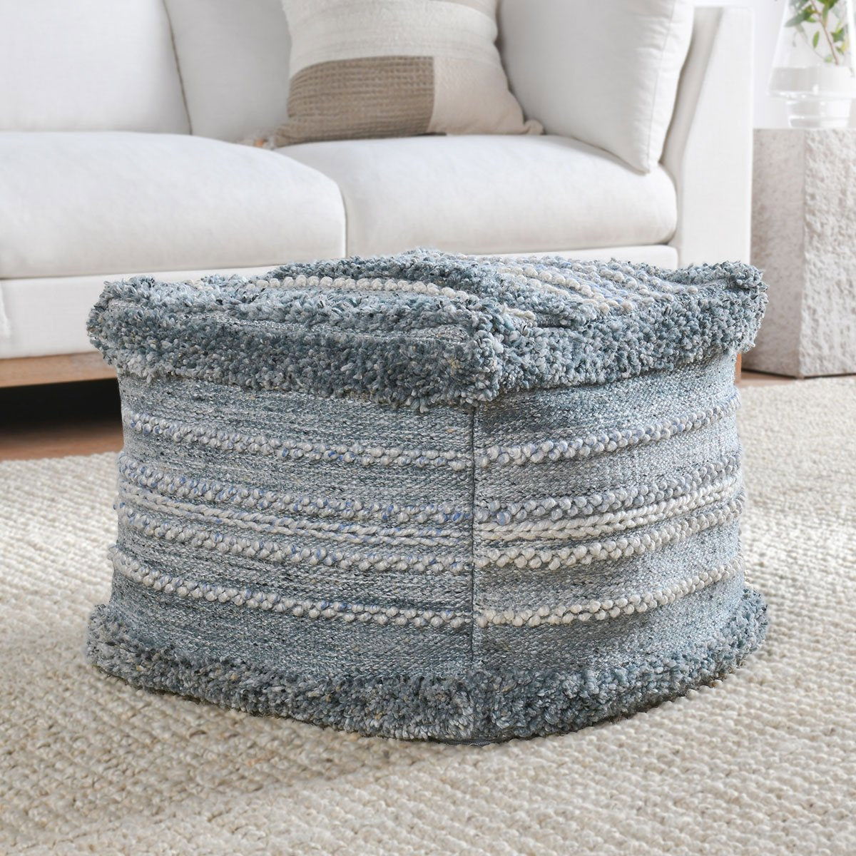Performance Elko - Pouf - Blue Multi - Select Living Furniture - Accent Poufs - Villa - V280020 - Performance Elko - Pouf - Blue Multi -
