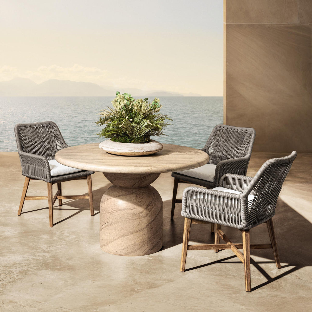 Portola - 47" Outdoor Round Dining Table - Beige - Select Living Furniture - Dining Tables - Classic Home - 51031825 - Portola - 47" Outdoor Round Dining Table - Beige -