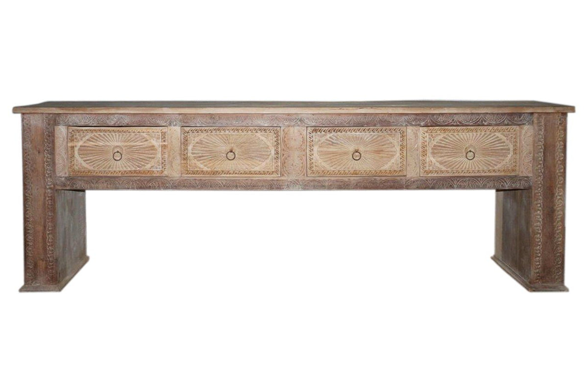 Qena - 4 Drawer Console Table - Butterwood Blend - Select Living Furniture - Console Tables - Classic Home - 59971071 - Qena - 4 Drawer Console Table - Butterwood Blend -