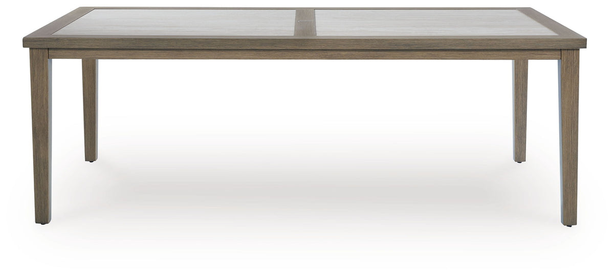 Rainier Ranch - Rectangle Dining Table With Umbrella Option - Brown / Beige - Select Living Furniture - Dining Tables - Signature Design by Ashley® - P701-625 - Rainier Ranch - Rectangle Dining Table With Umbrella Option - Brown / Beige -
