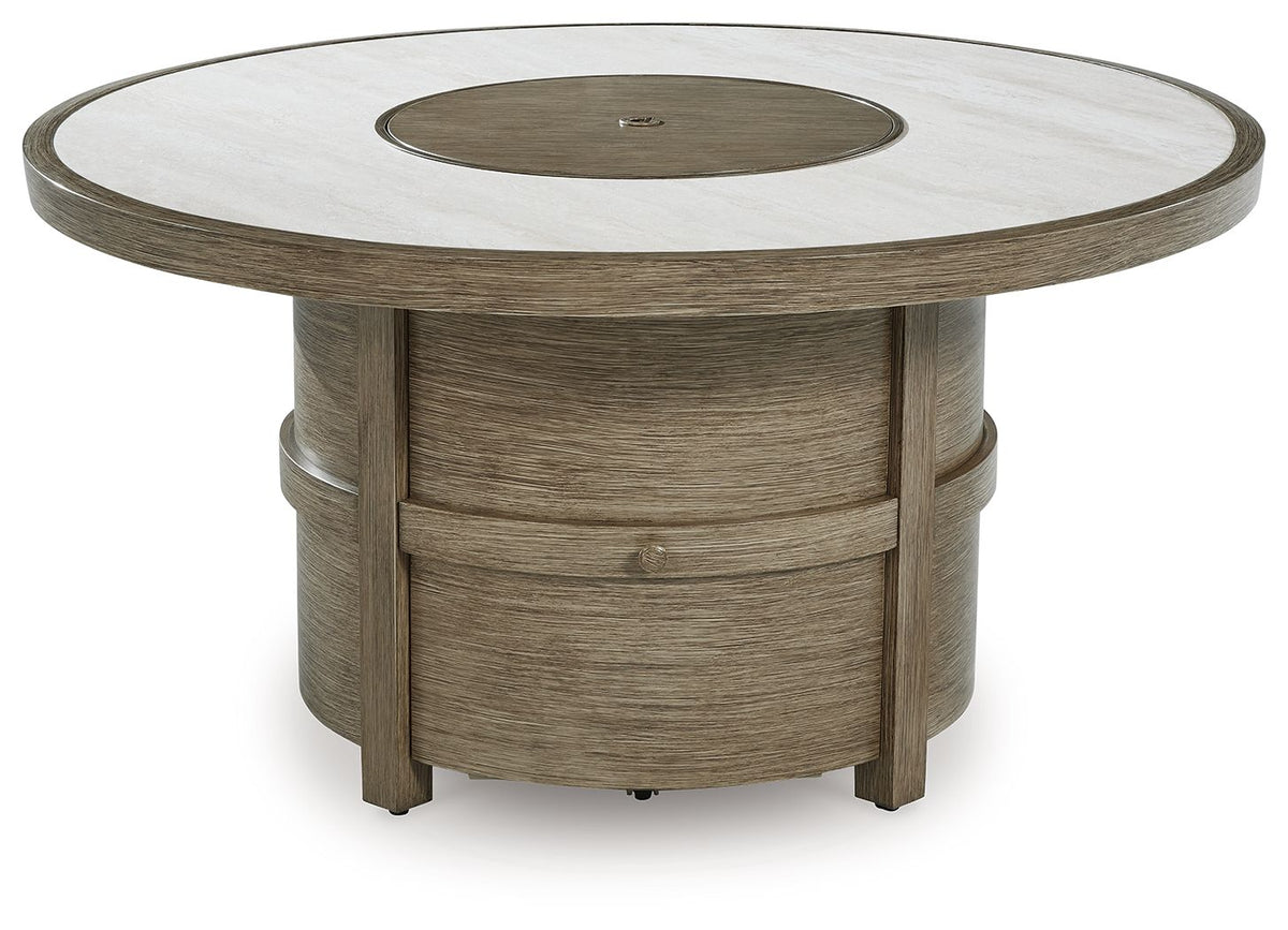 Rainier Ranch - Round Fire Pit Table - Beige - Select Living Furniture - Fire Pits - Signature Design by Ashley® - P701-776 - Rainier Ranch - Round Fire Pit Table - Beige -