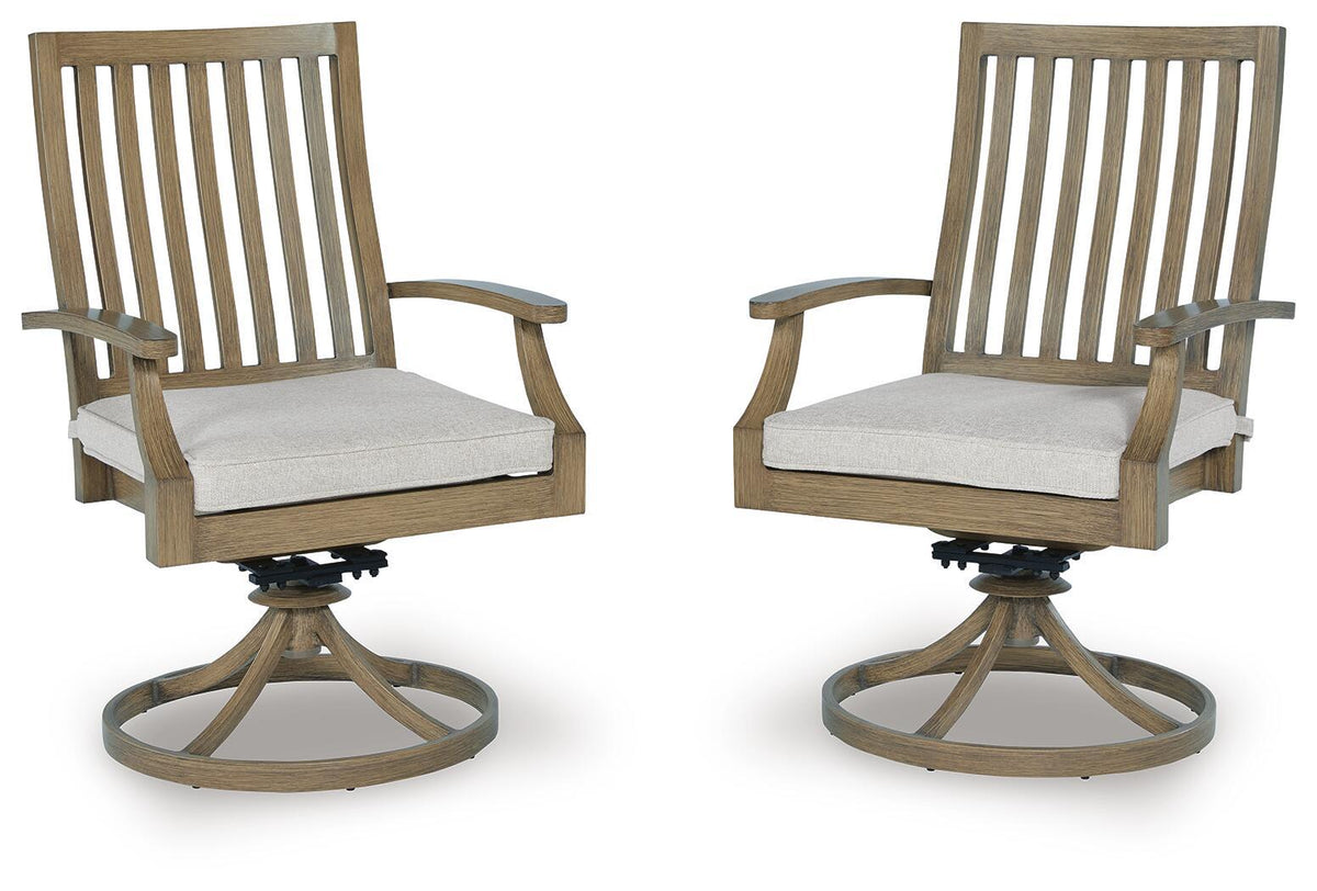 Rainier Ranch - Swivel Chair With Cushion (Set of 2) - Brown / Beige - Select Living Furniture - Chair Sets - Signature Design by Ashley® - P701-602A - Rainier Ranch - Swivel Chair With Cushion (Set of 2) - Brown / Beige -