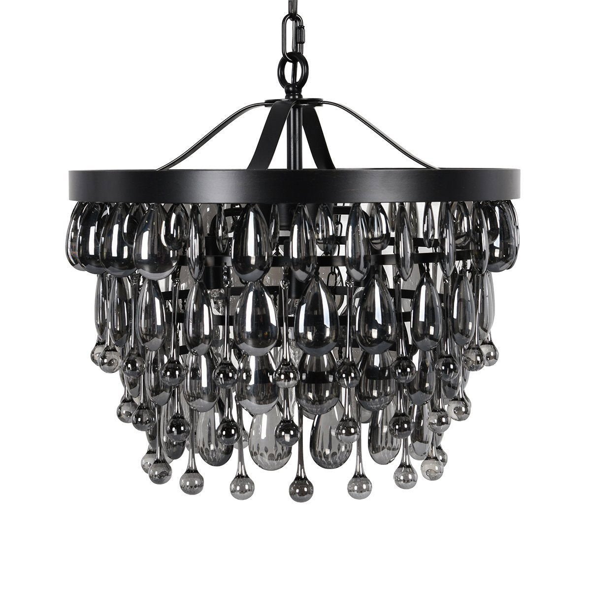 Renata - Glass Round Chandelier - Black - Select Living Furniture - Chandeliers - Classic Home - 56004169 - Renata - Glass Round Chandelier - Black -