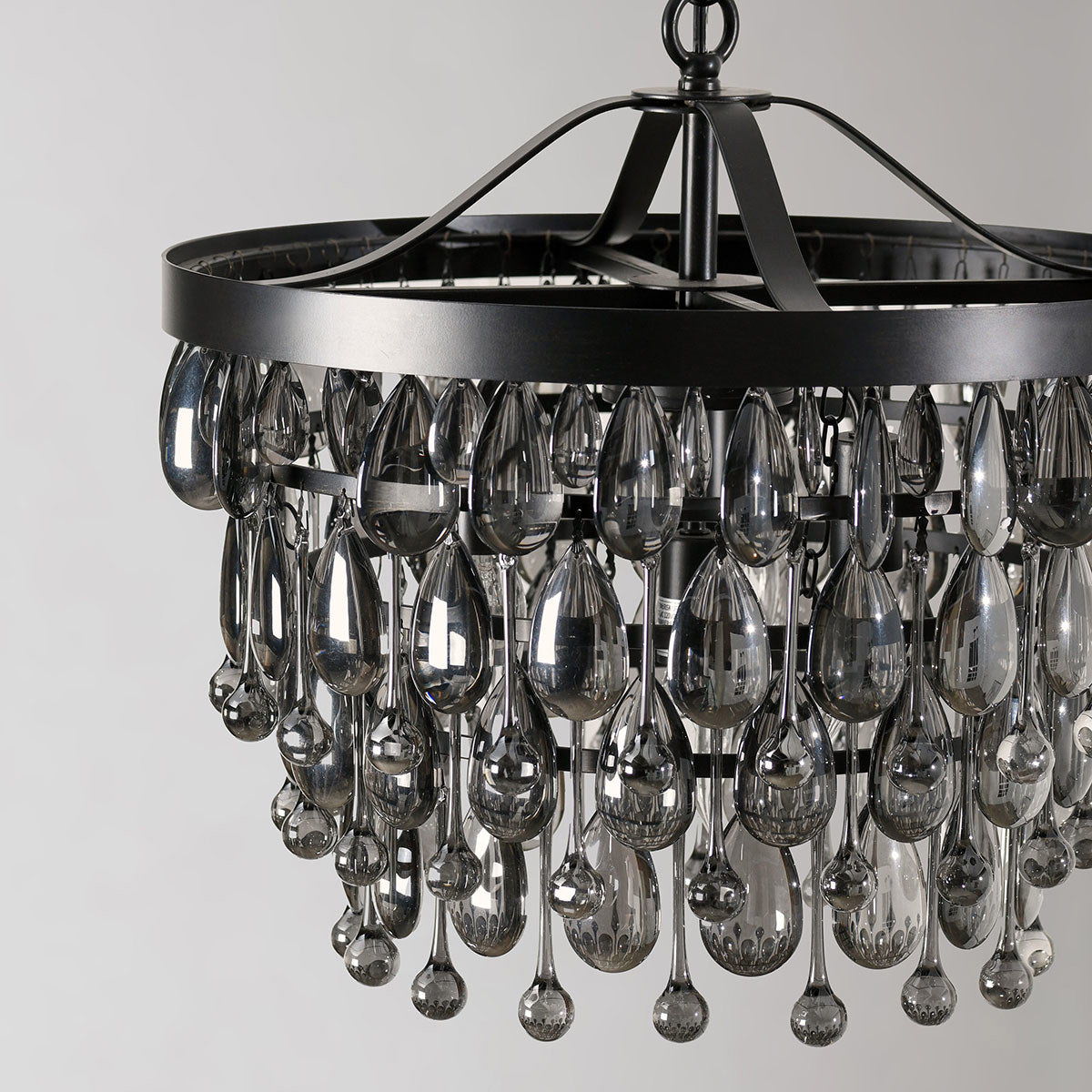 Renata - Glass Round Chandelier - Black - Select Living Furniture - Chandeliers - Classic Home - 56004169 - Renata - Glass Round Chandelier - Black -