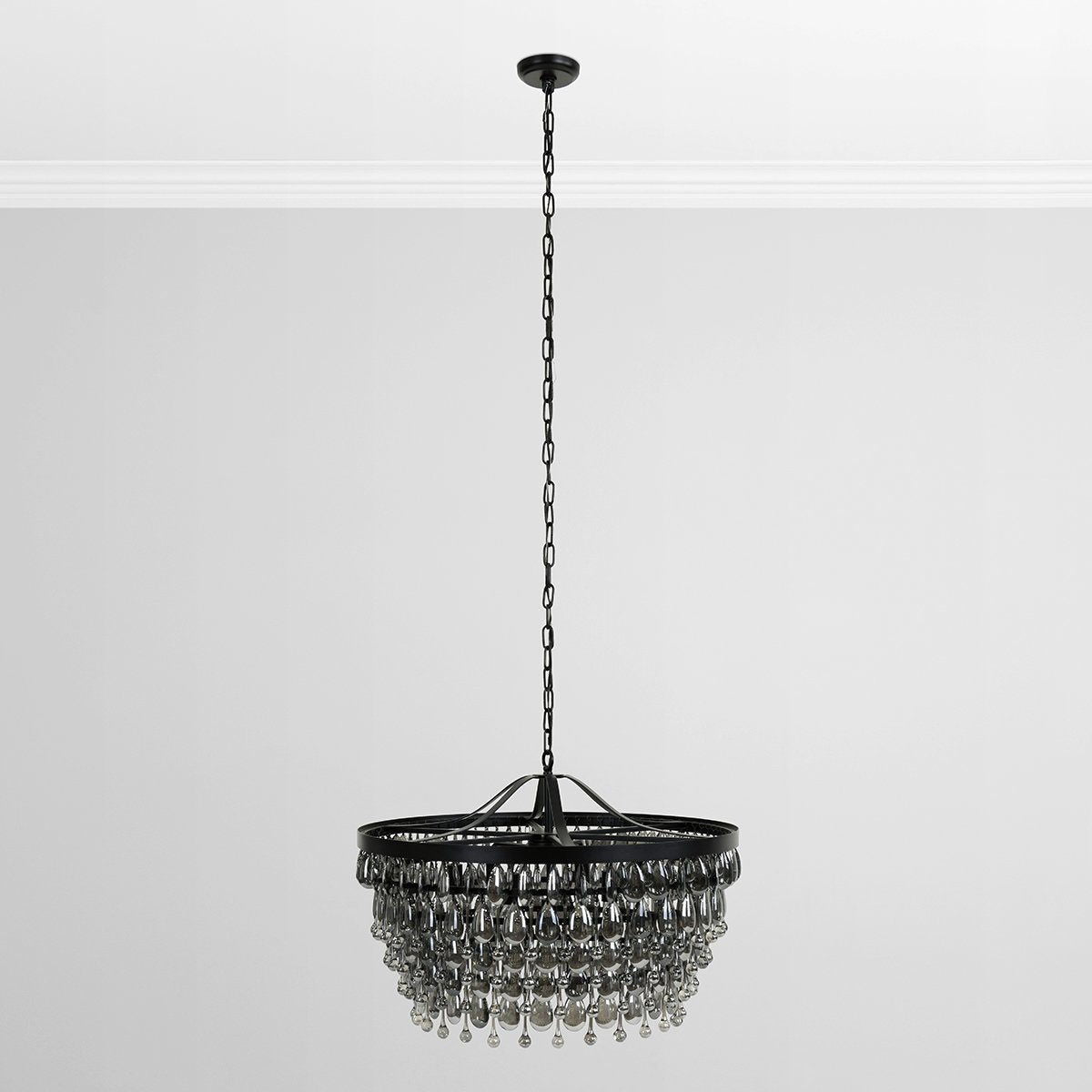 Renata - Glass Round Chandelier - Black - Select Living Furniture - Chandeliers - Classic Home - 56004169 - Renata - Glass Round Chandelier - Black -