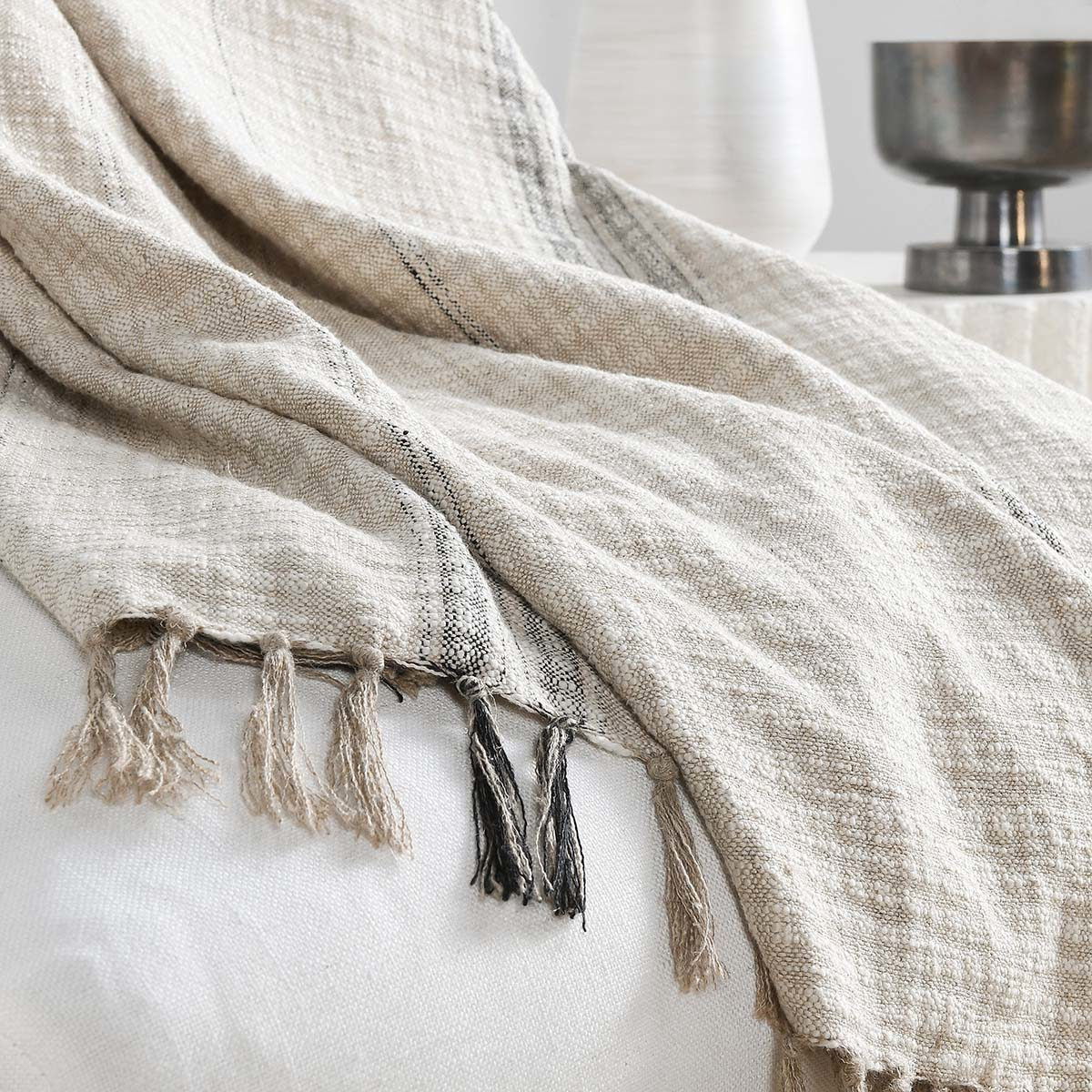 Ria - Throw - Select Living Furniture - Throws - Villa - V230067 - Natural / Ivory - Ria - Throw -