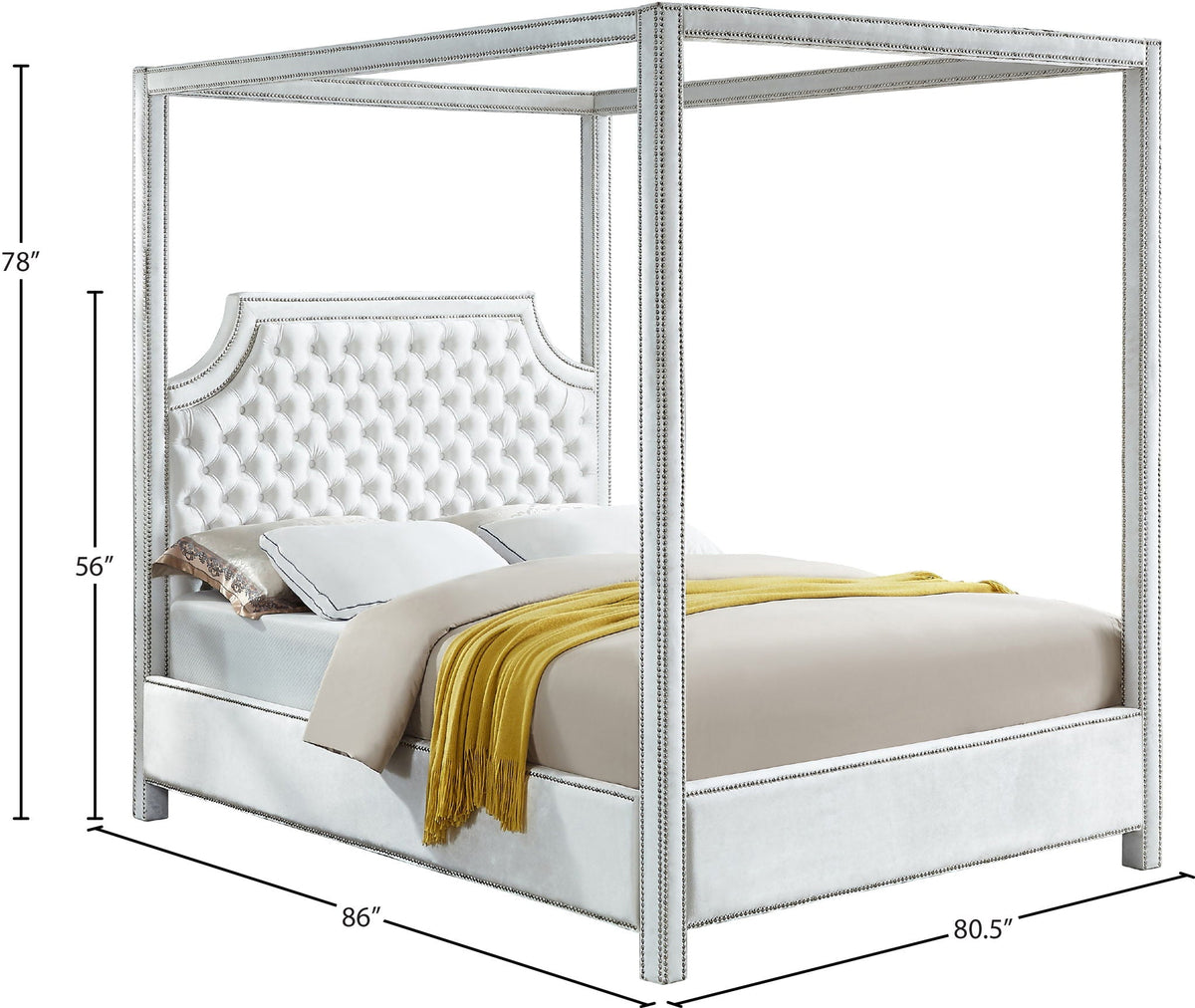 Rowan - Canopy Bed - Select Living Furniture - Canopy Beds - Meridian Furniture - RowanGrey-Q - Dark Gray -Queen - Rowan - Canopy Bed -