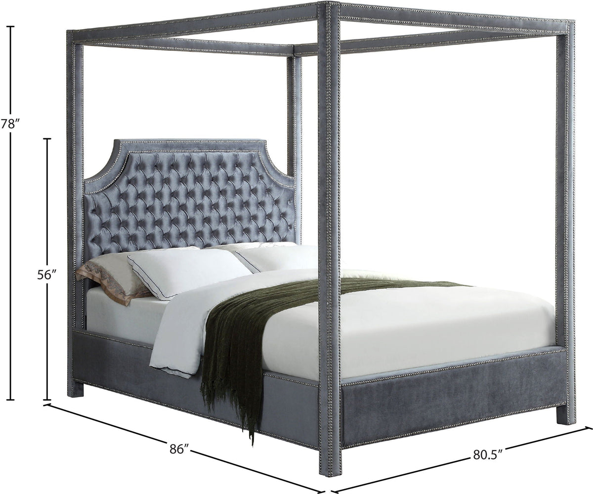 Rowan - Canopy Bed - Select Living Furniture - Canopy Beds - Meridian Furniture - RowanGrey-Q - Dark Gray -Queen - Rowan - Canopy Bed -