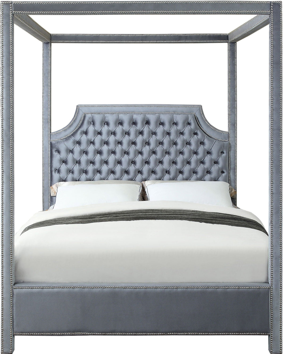 Rowan - Canopy Bed - Select Living Furniture - Canopy Beds - Meridian Furniture - RowanGrey-Q - Dark Gray -Queen - Rowan - Canopy Bed -