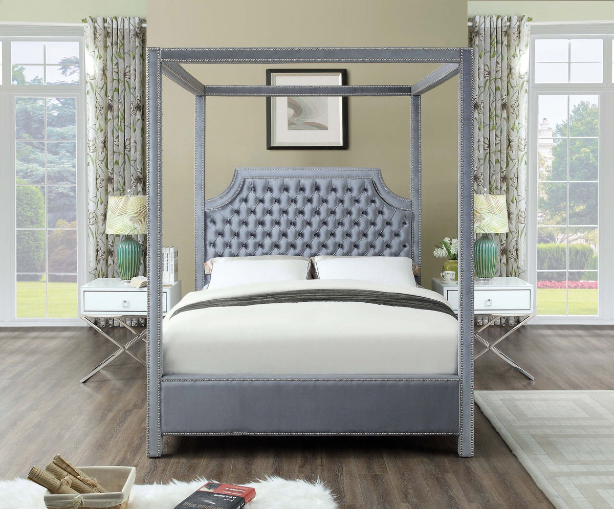 Rowan - Canopy Bed - Select Living Furniture - Canopy Beds - Meridian Furniture - RowanGrey-Q - Dark Gray -Queen - Rowan - Canopy Bed -