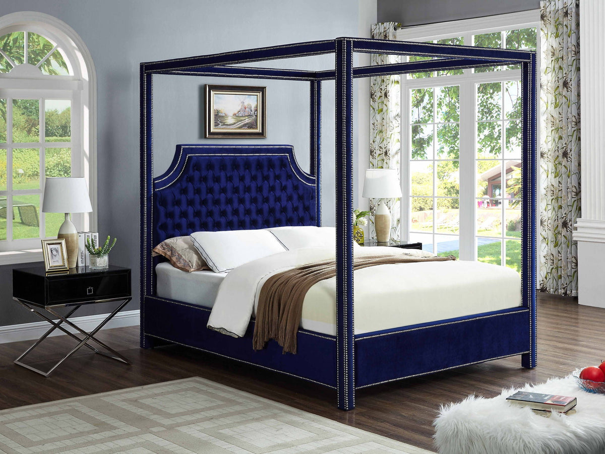 Rowan - Canopy Bed - Select Living Furniture - Canopy Beds - Meridian Furniture - RowanGrey-Q - Dark Gray -Queen - Rowan - Canopy Bed -