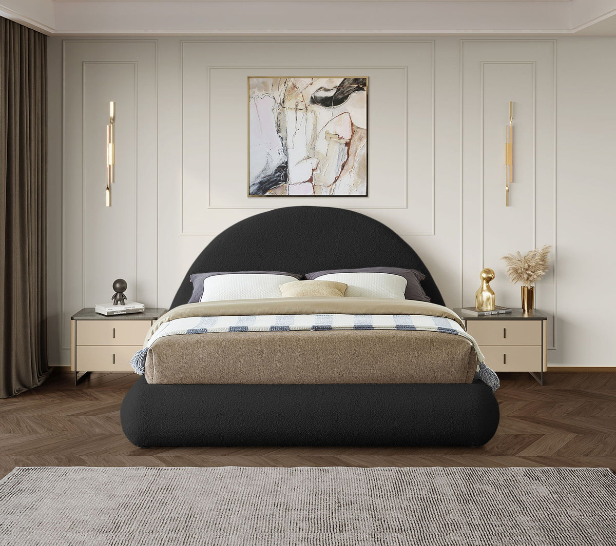 Rudy - Bed - Select Living Furniture - Upholstered Beds - Meridian Furniture - RudyBlack-K - Black -King - Rudy - Bed -