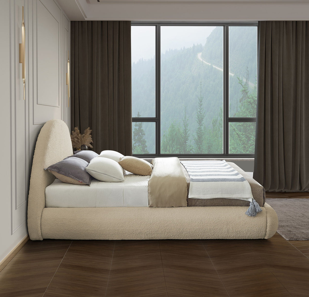 Rudy - Bed - Select Living Furniture - Upholstered Beds - Meridian Furniture - RudyBlack-K - Black -King - Rudy - Bed -