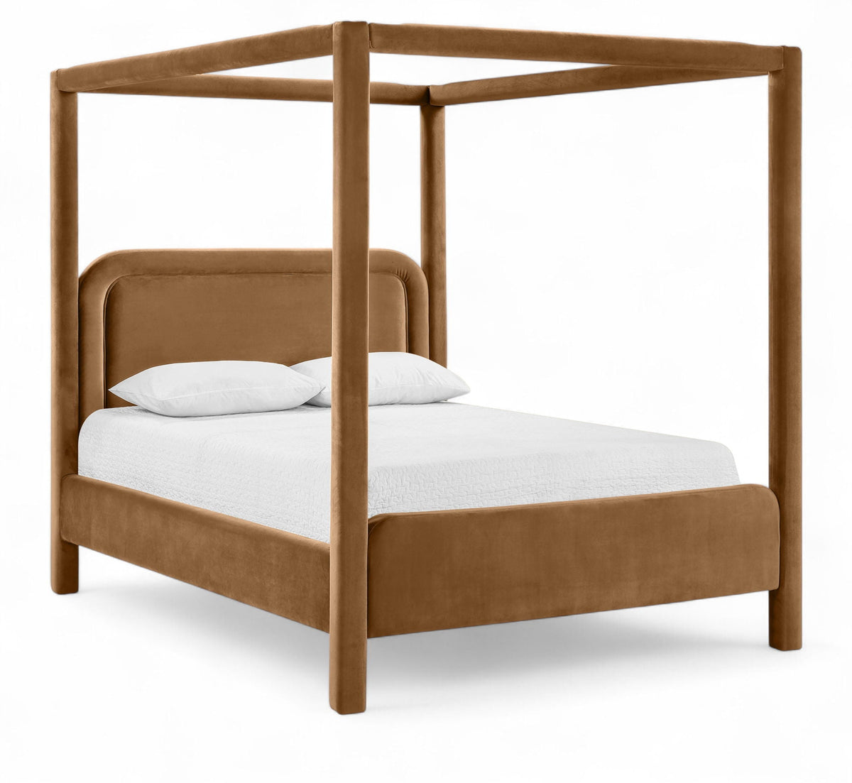 Salina - Velvet Upholstered Bed - Saddle - Select Living Furniture - Canopy Beds - Meridian Furniture - B1295Saddle-K - Light Brown -King - Salina - Velvet Upholstered Bed - Saddle -