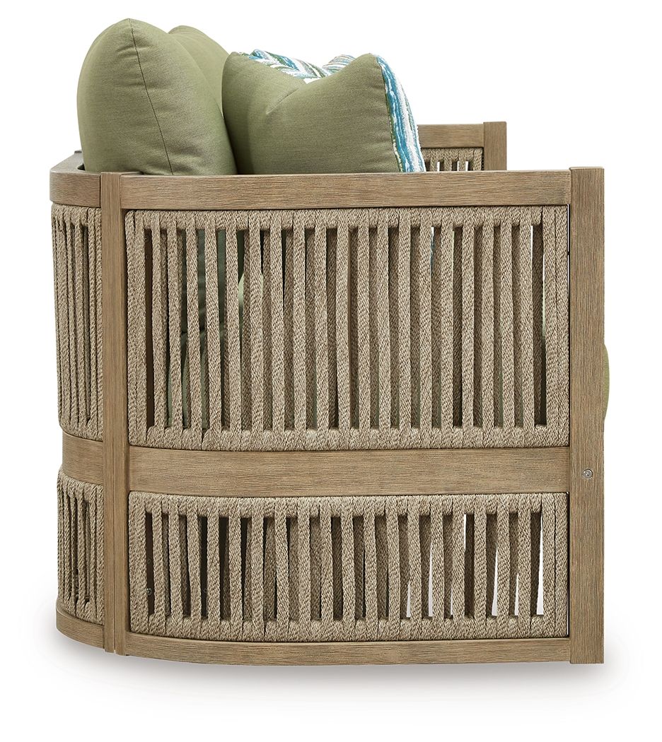 Serena Shores - Sofa With Cushion - Beige / Green - Select Living Furniture - Sofas - Signature Design by Ashley® - PCP604-838 - Serena Shores - Sofa With Cushion - Beige / Green -