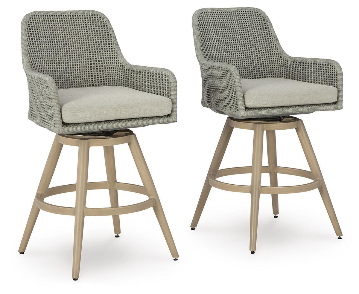 Seton Creek - Barstool With Cushion (Set of 2) - Beige / Gray - Select Living Furniture - Stool Sets - Signature Design by Ashley® - P798-130 - Seton Creek - Barstool With Cushion (Set of 2) - Beige / Gray -