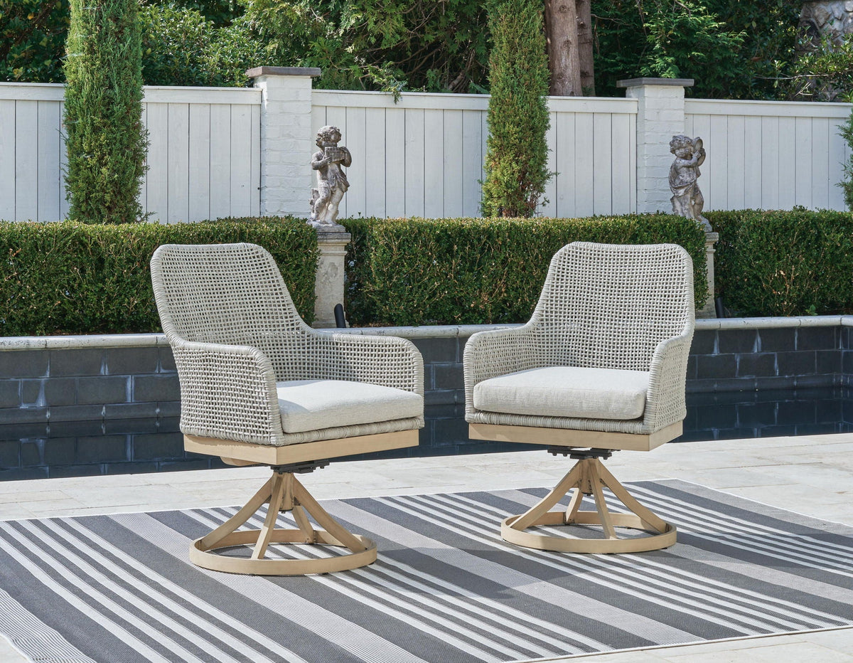 Seton Creek - Swivel Chair With Cushion (Set of 2) - Gray - Select Living Furniture - Chair Sets - Signature Design by Ashley® - P798-602A - Seton Creek - Swivel Chair With Cushion (Set of 2) - Gray -