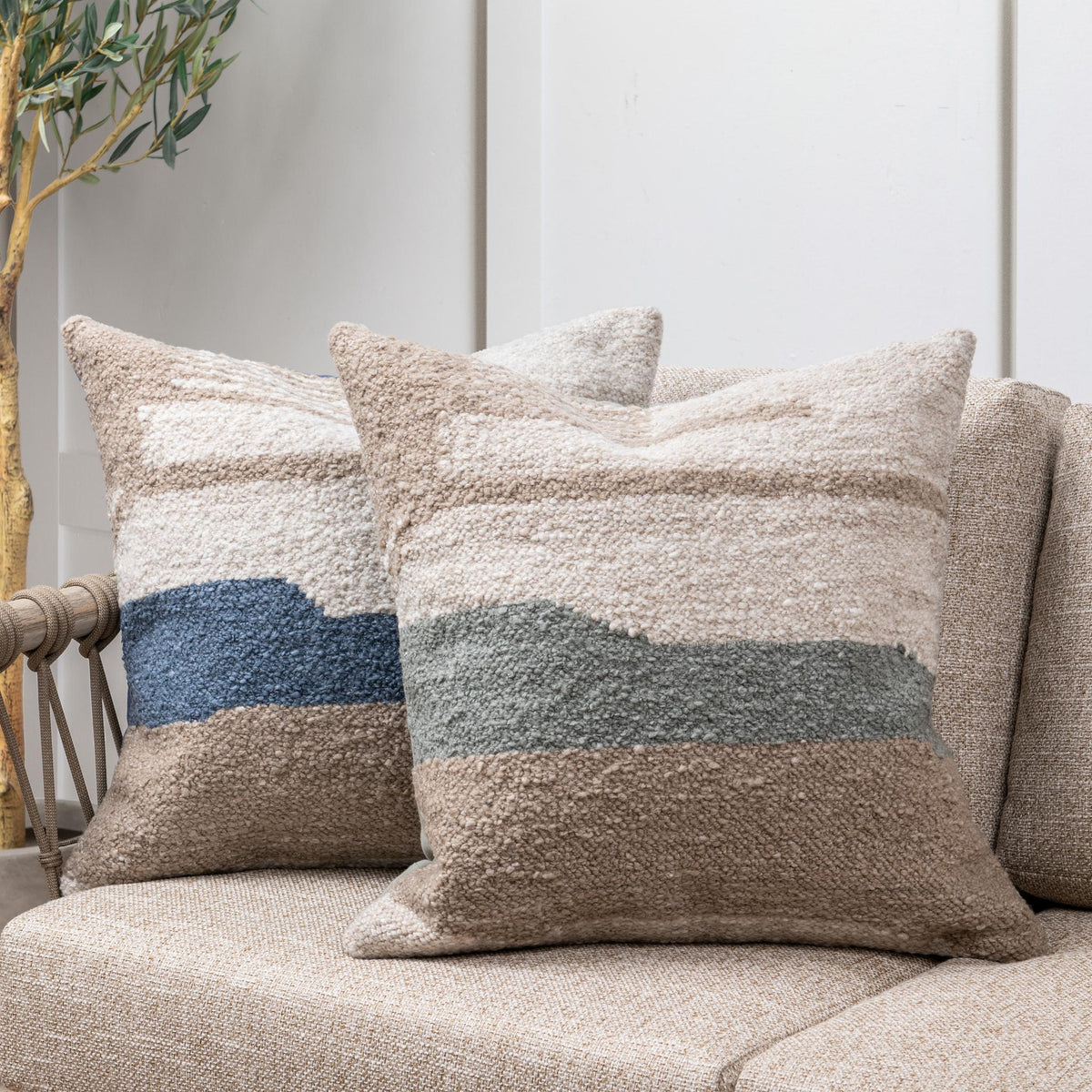 Sita - Accent Pillow - Select Living Furniture - Accent Pillows - Villa - VO11001 - Blue Sea / Natural - Sita - Accent Pillow -