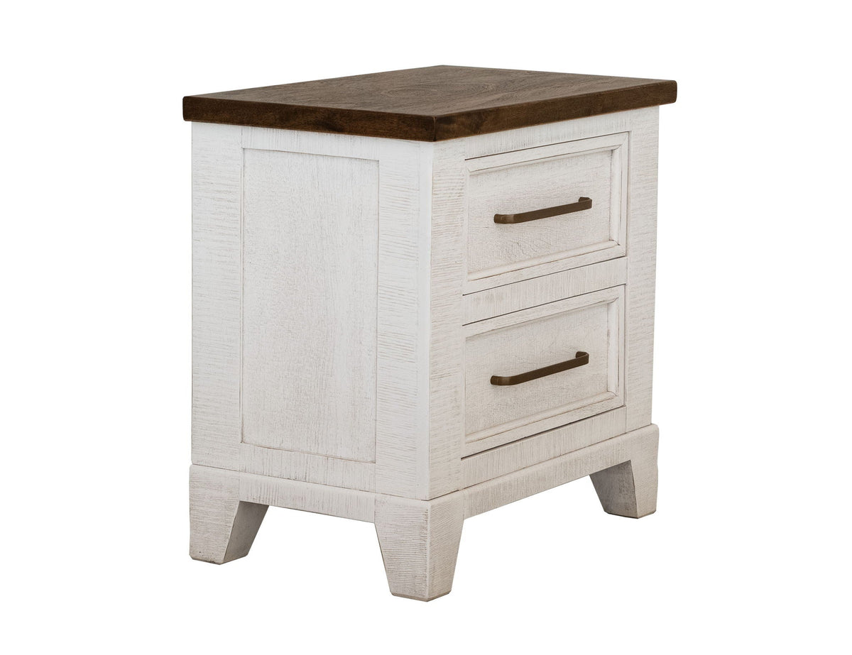 Stoa - 2 Drawer Nightstand - White / Brown - Select Living Furniture - Accent Nightstands - IFD Group - IFD4993NTS - Stoa - 2 Drawer Nightstand - White / Brown -