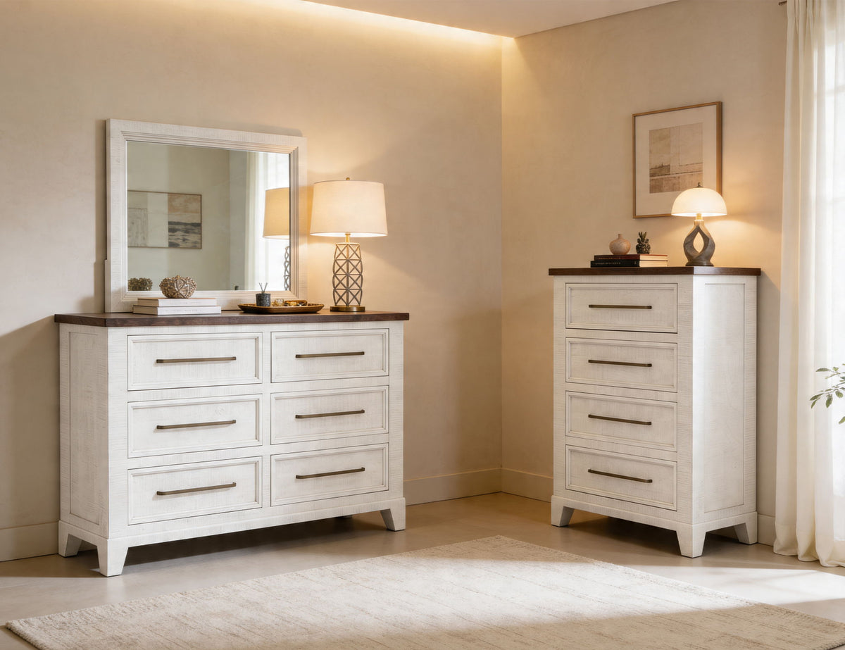 Stoa - 4 Drawer Chest - White / Brown - Select Living Furniture - Accent Chests - IFD Group - IFD4993CHT - Stoa - 4 Drawer Chest - White / Brown -