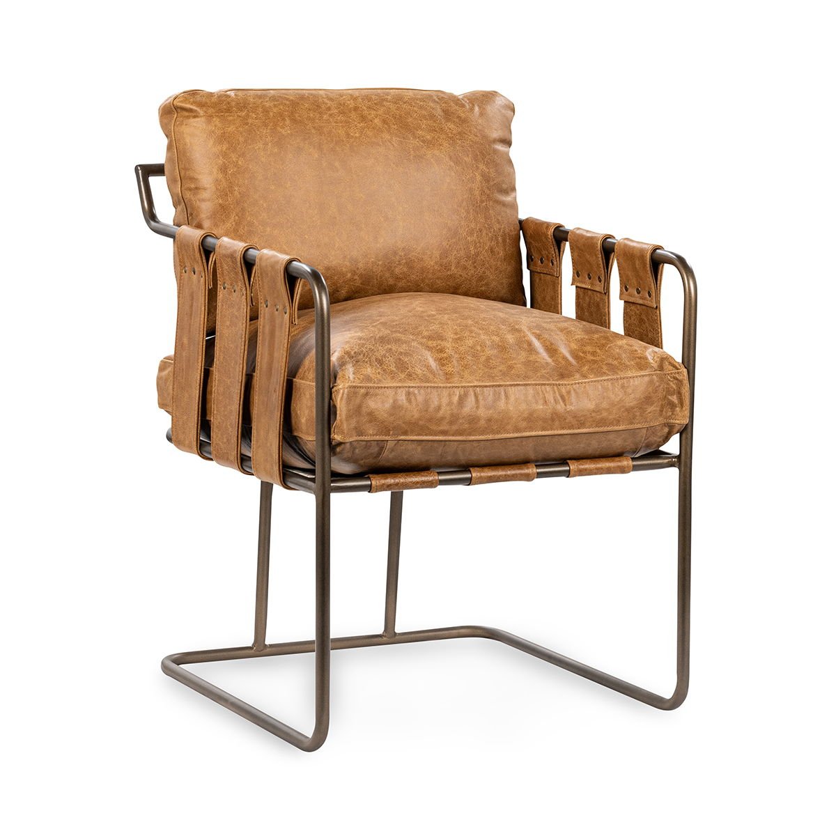 Strapling - Leather Dining Chair - Select Living Furniture - Arm Chairs - Classic Home - 53002061 - Chestnut - Strapling - Leather Dining Chair -