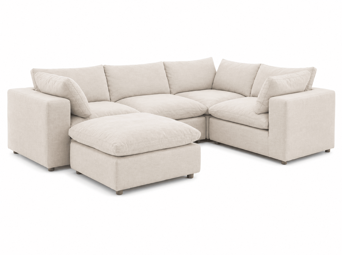 The Walter Sectional - Select Living Furniture - Select Living Furniture - WALTER-LSHAPE-OTT-CRM - Cream -L-Shape + Ottoman - The Walter Sectional -