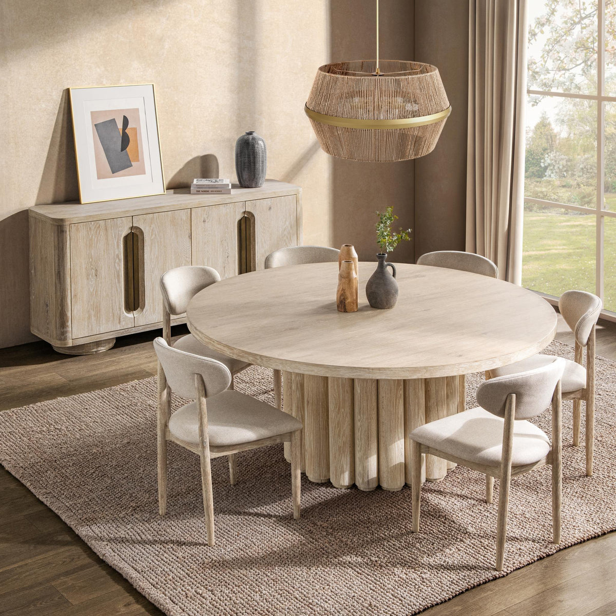 Tiber - Round Dining Table - Select Living Furniture - Dining Tables - Classic Home - 51031735 - Toasted Brown -70"W x 70"D x 30"H - Tiber - Round Dining Table -